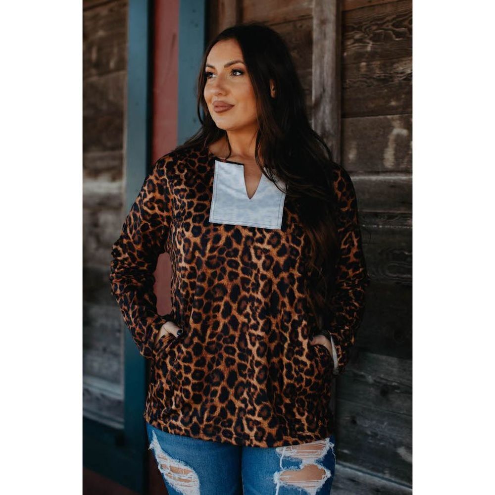 Leopard Long Sleeve Loose Top